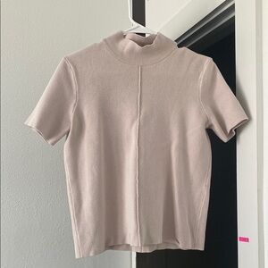 Women's Short Sleeve Mock Neck Top in Light Blush